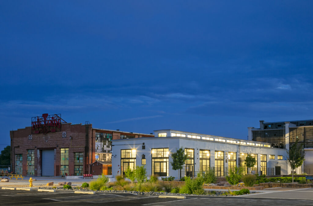 Outdoor view of the City of Albuquerque Railyards Redevelopment Project from New Mexico Architects at The Hartman + Majewski Design Group.