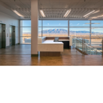 Large white receptionist desk at UNM HSC